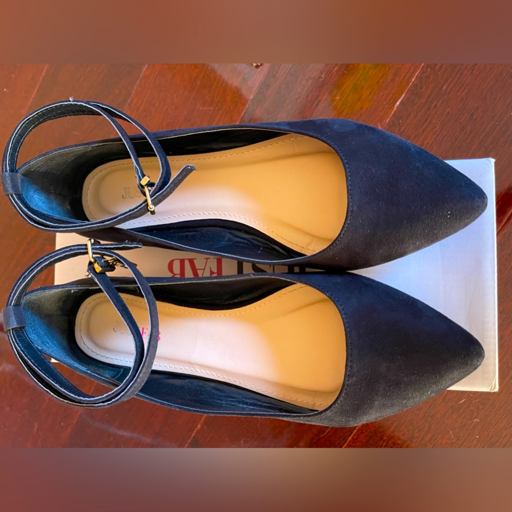Black Flats with Ankle Straps (JUSTFAB)